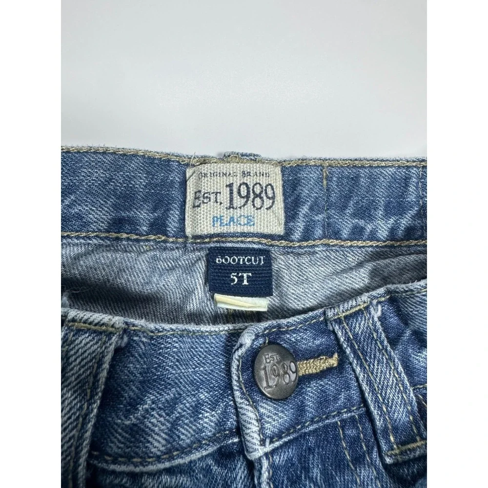 1989 Place‎ Jeans Boys 5T Blue Denim Adjustable Waist Medium Wash Bootcut Leg